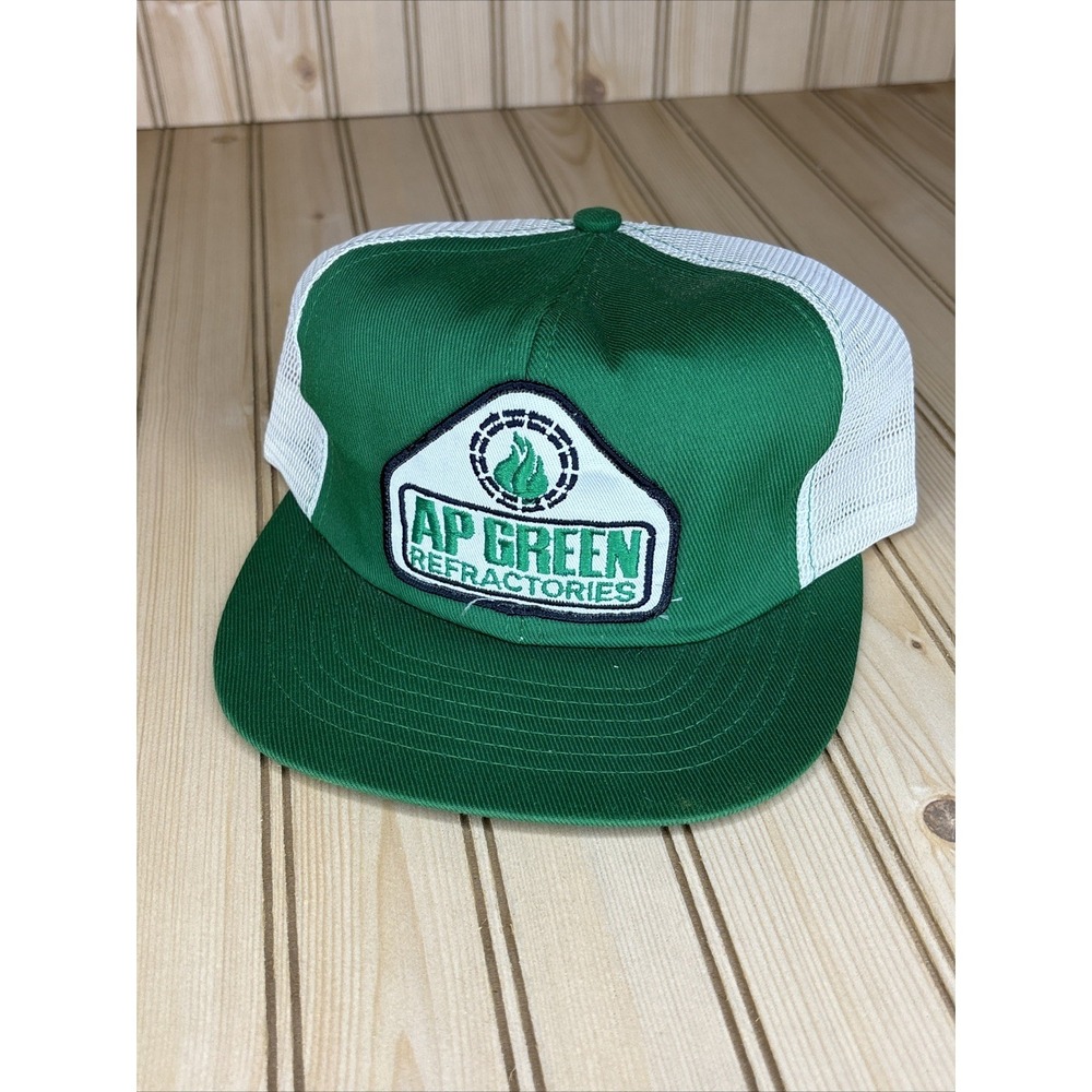 Vintage AP‎ REFRACTORIES GREEN TRUCKERS Patch HAT Farming Mesh Trucker SWINGSTER